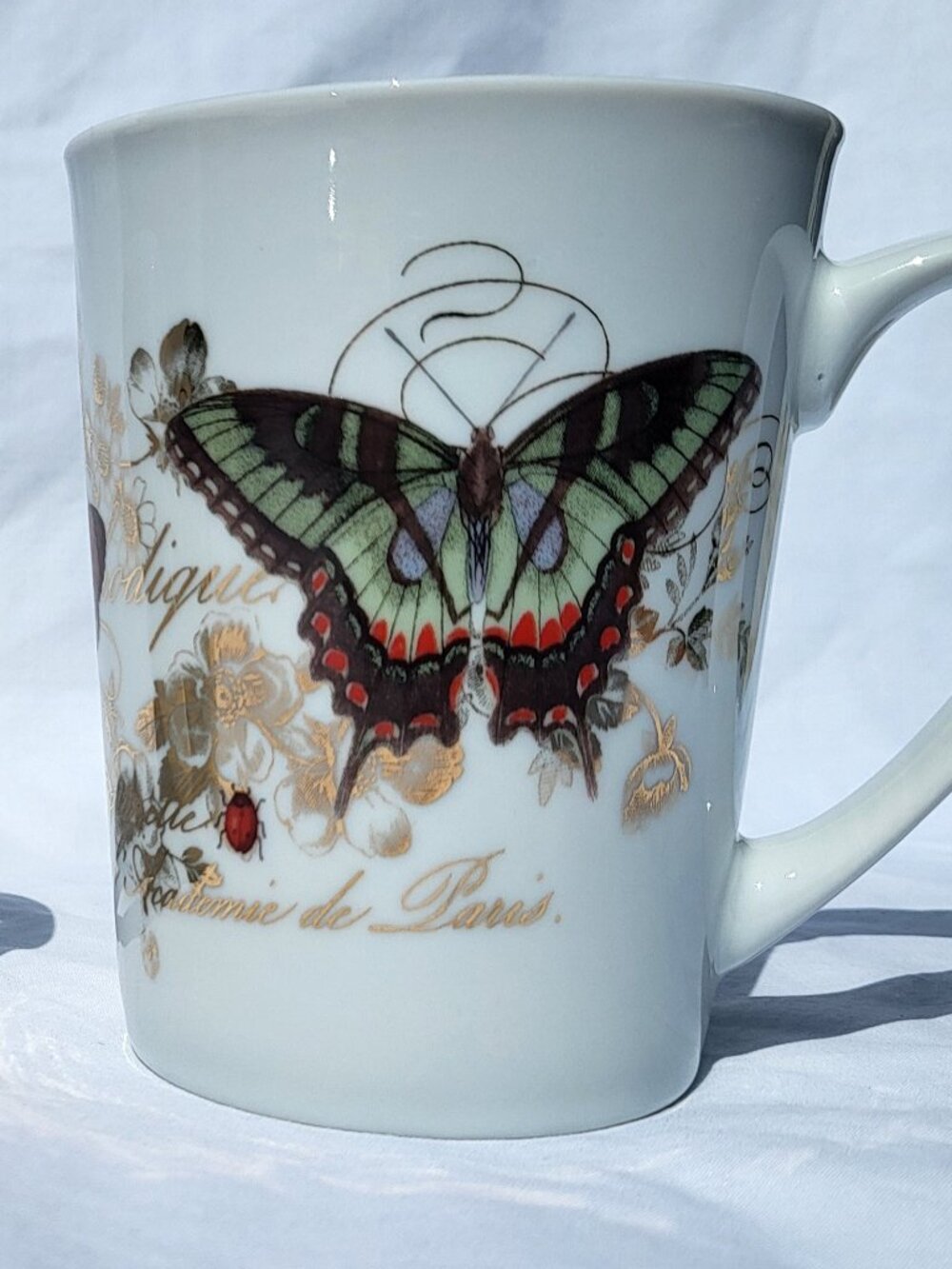 Set of 2 Fringe Studio Mugs French Calligraphy Butterfly Barnes Noble Whimsical